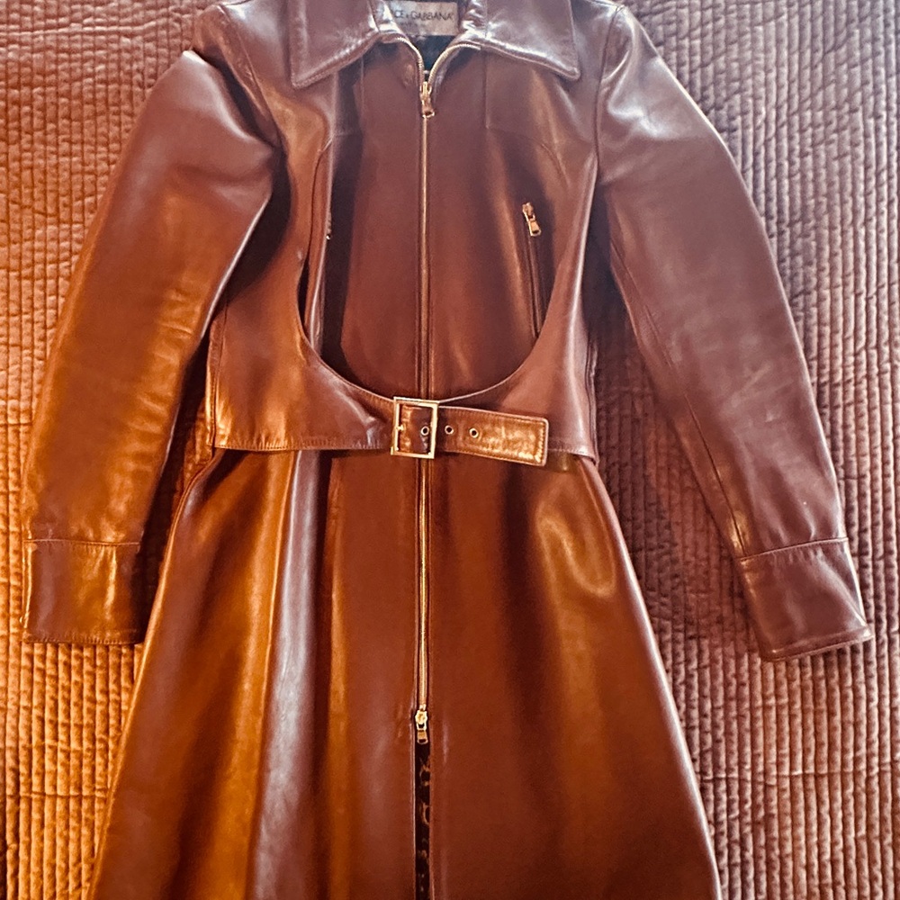 Dolce & Gabbana Dark Brown Genuine Leather Jacket